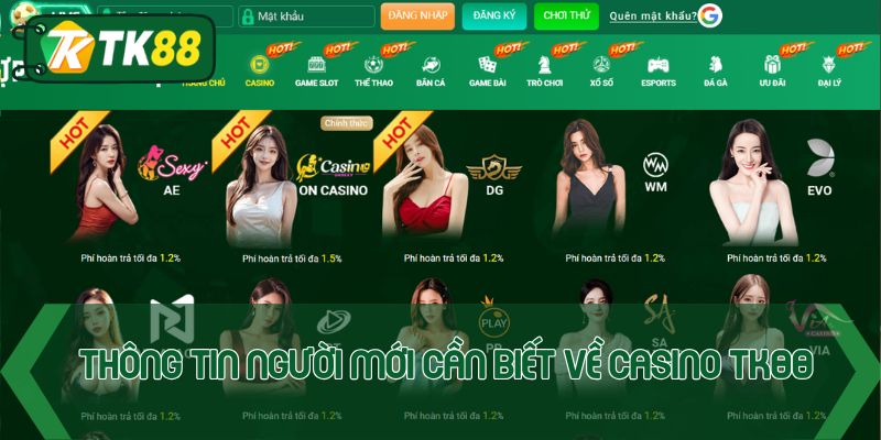 Thông tin người mới cần biết về casino TK88