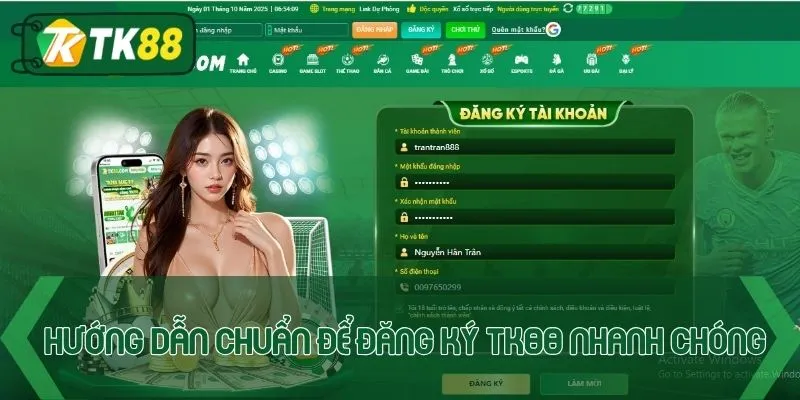 Hướng dẫn chuẩn để Đăng ký TK88 nhanh chóng