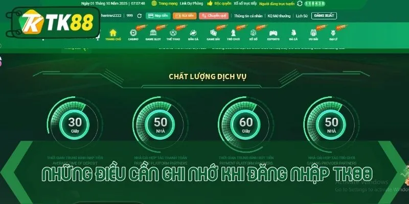 Những điều cần ghi nhớ khi đăng nhập TK88