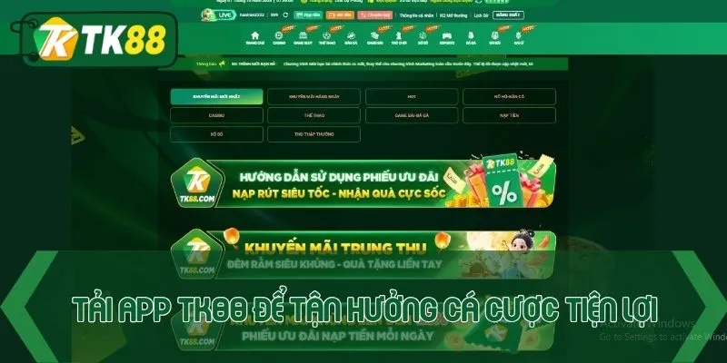 Tải app TK88 để tận hưởng cá cược tiện lợi trên di động